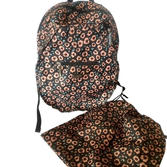 Hadaki Eco-Friendly Vegan Tennis Backpack With Ditty Bag Pink Floral Print - Picture 1 of 9